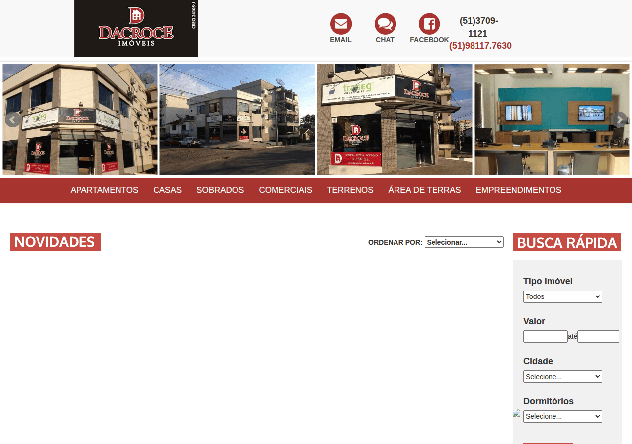 Screenshot of dacroceimoveis.com.br