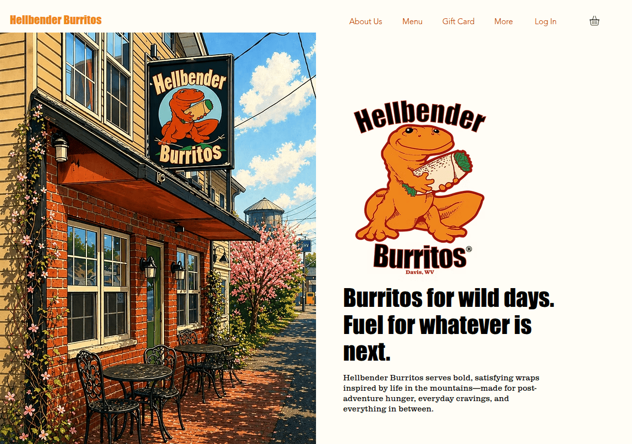Screenshot of hellbenderburritos.com