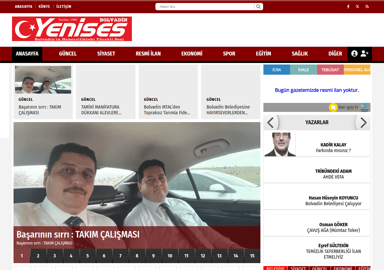 Screenshot of yenisesbolvadin.com