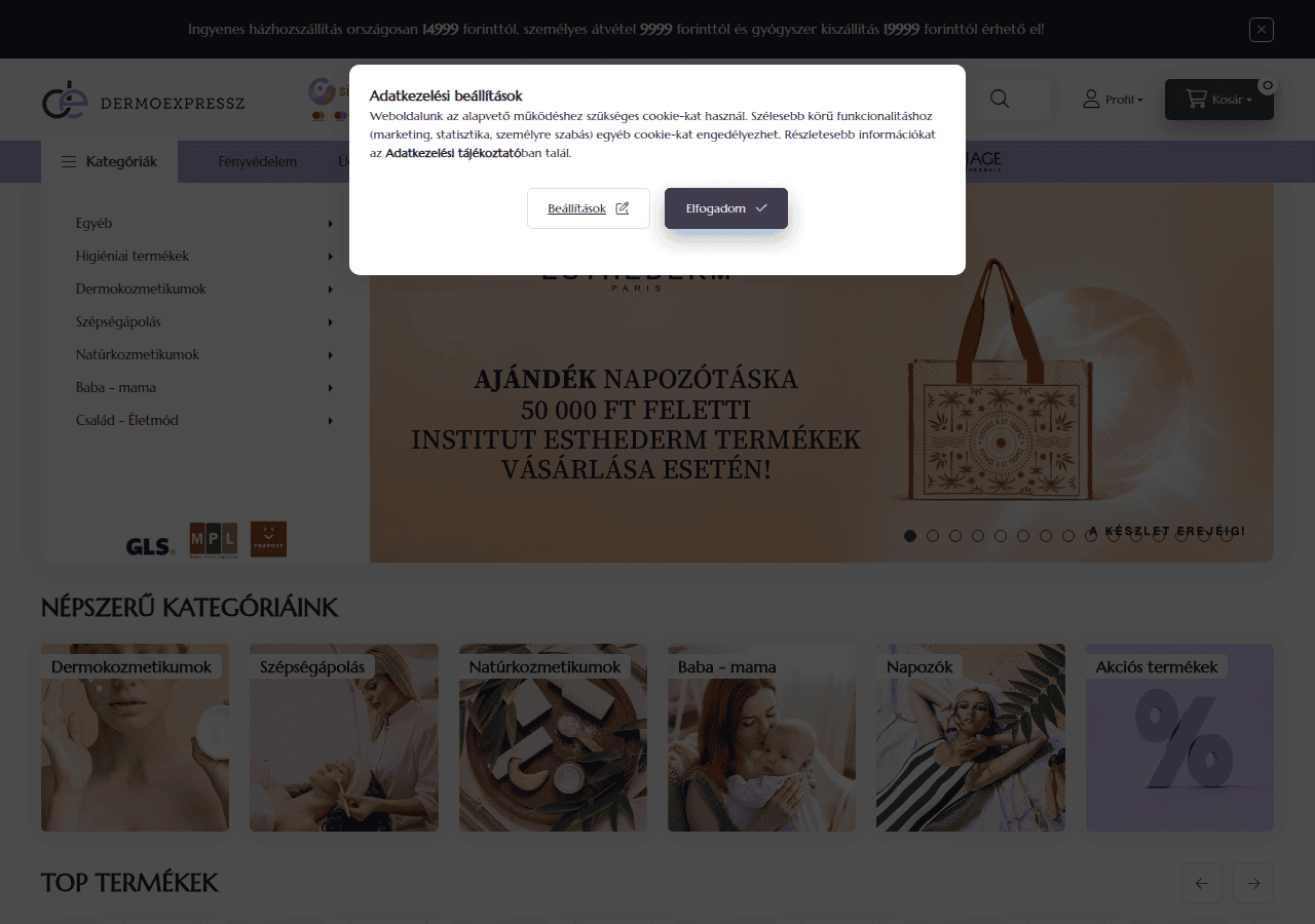 Screenshot of dermoexpressz.hu