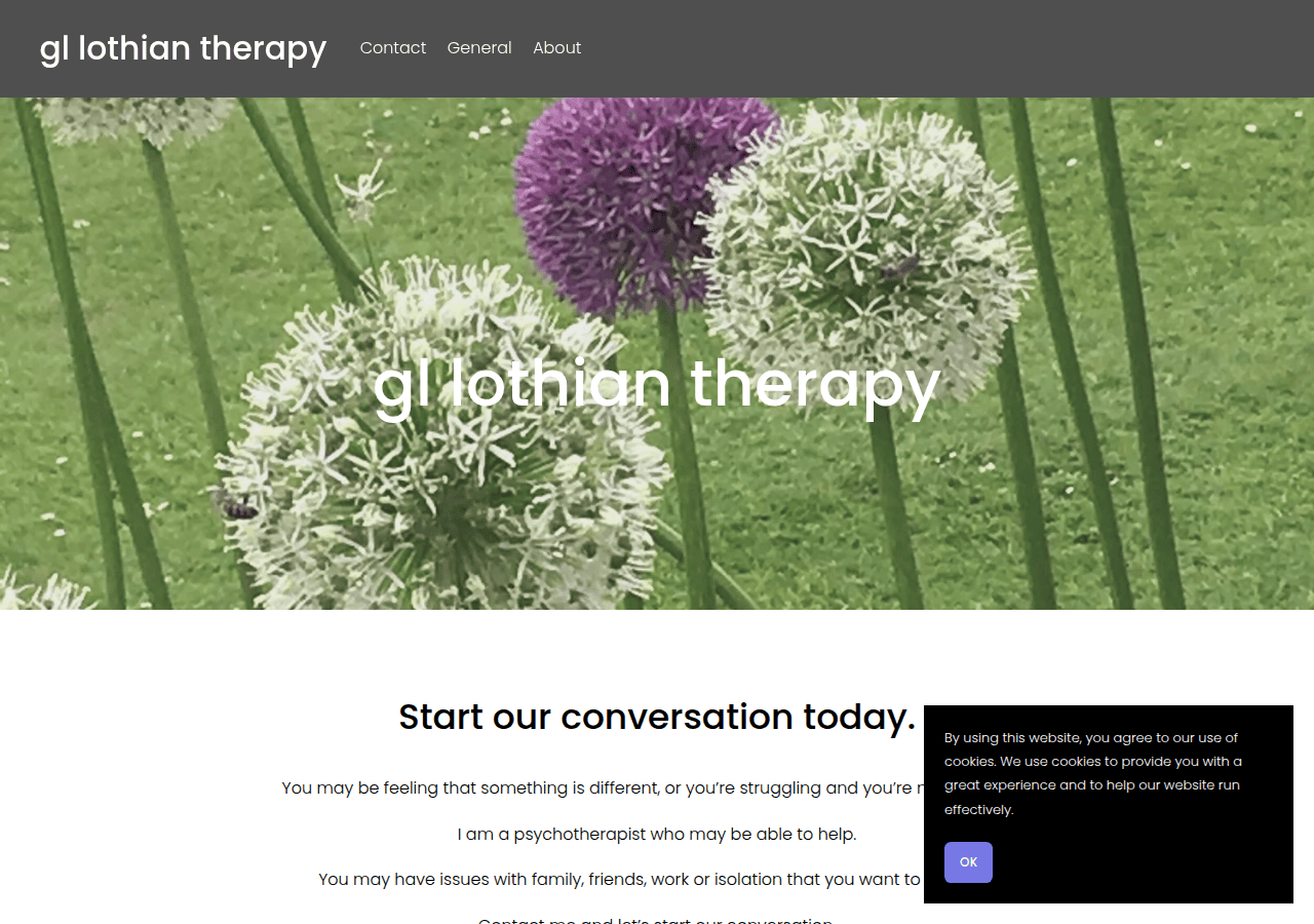 Screenshot of gllothiantherapy.co.uk