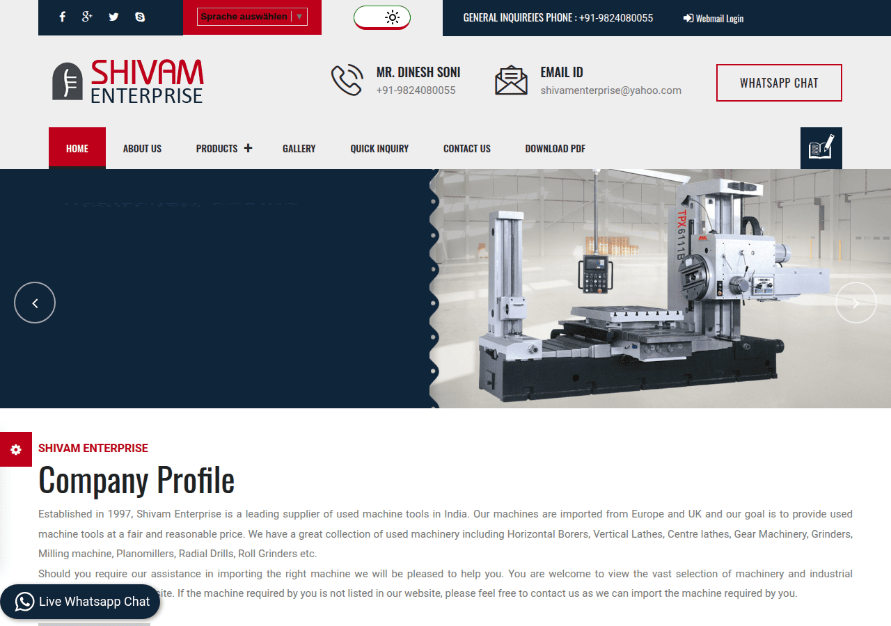Screenshot of shivammachines.in