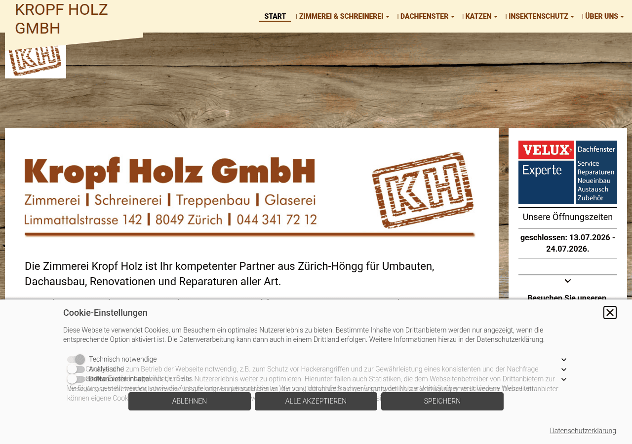 Screenshot of kropf-holz.ch