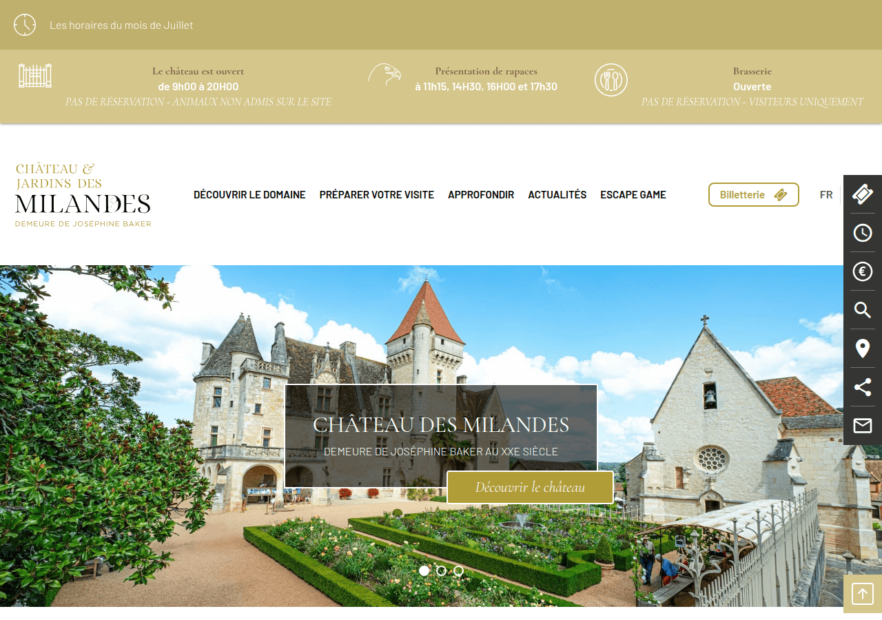 Screenshot of milandes.com