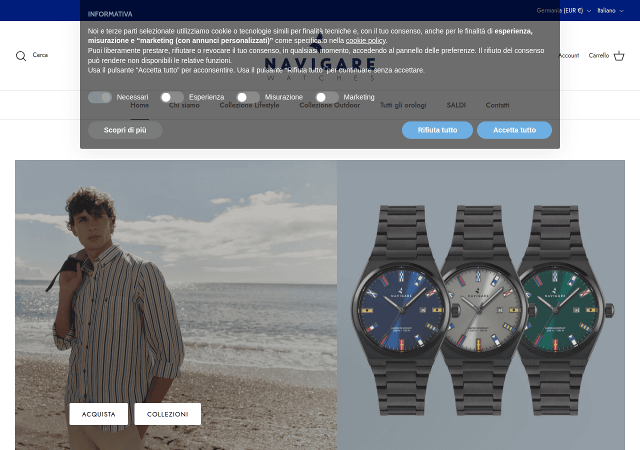 Screenshot of navigare-watches.com