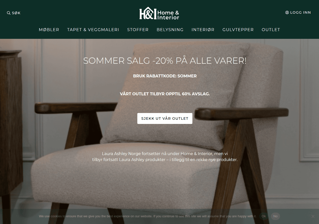 Screenshot of homeandinterior.no