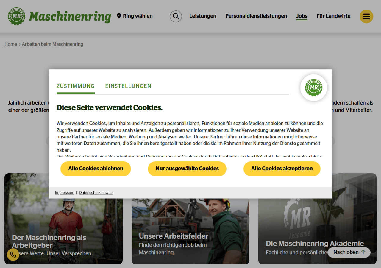 Screenshot of maschinenring.at