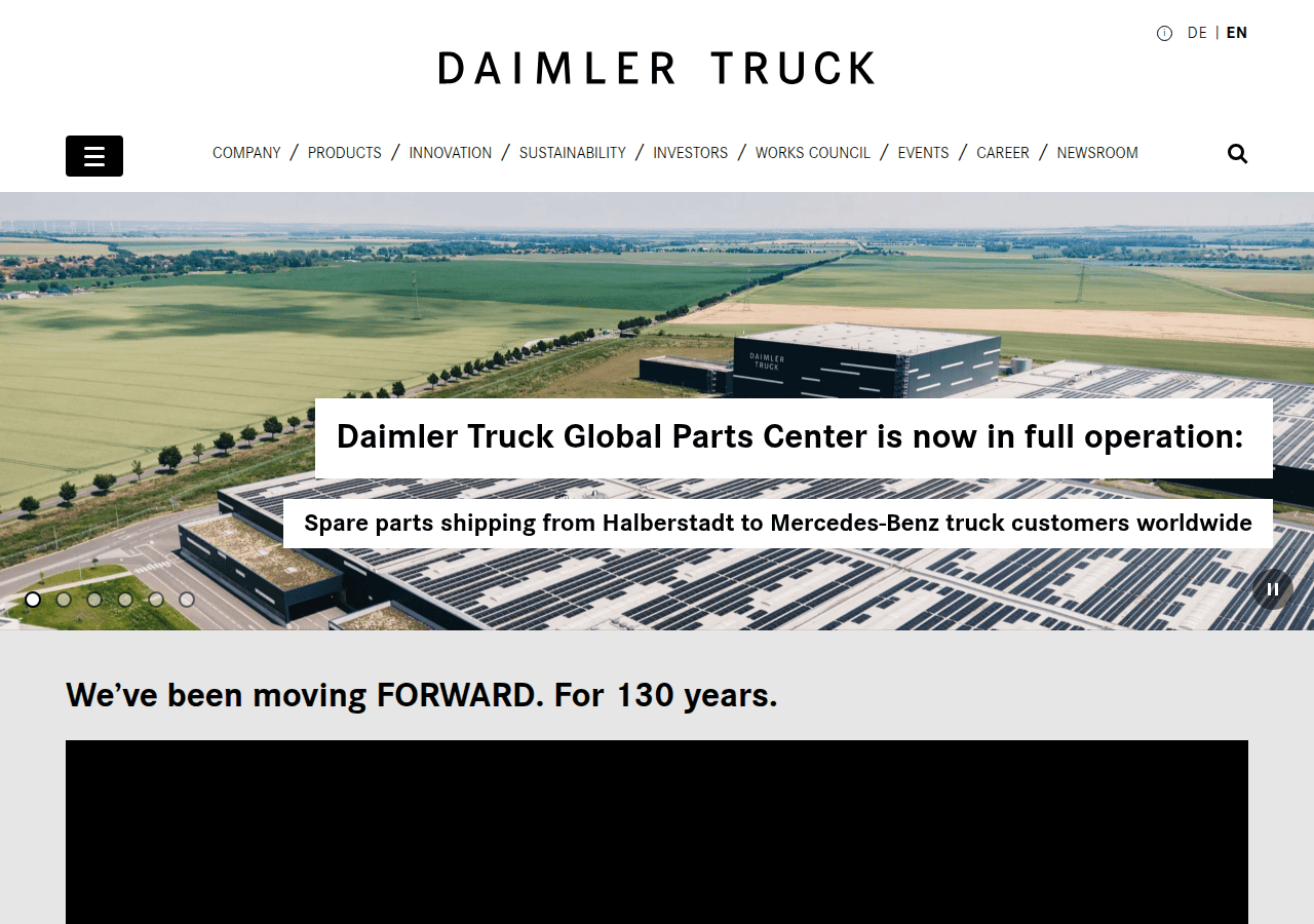 Screenshot of daimlertruck.com
