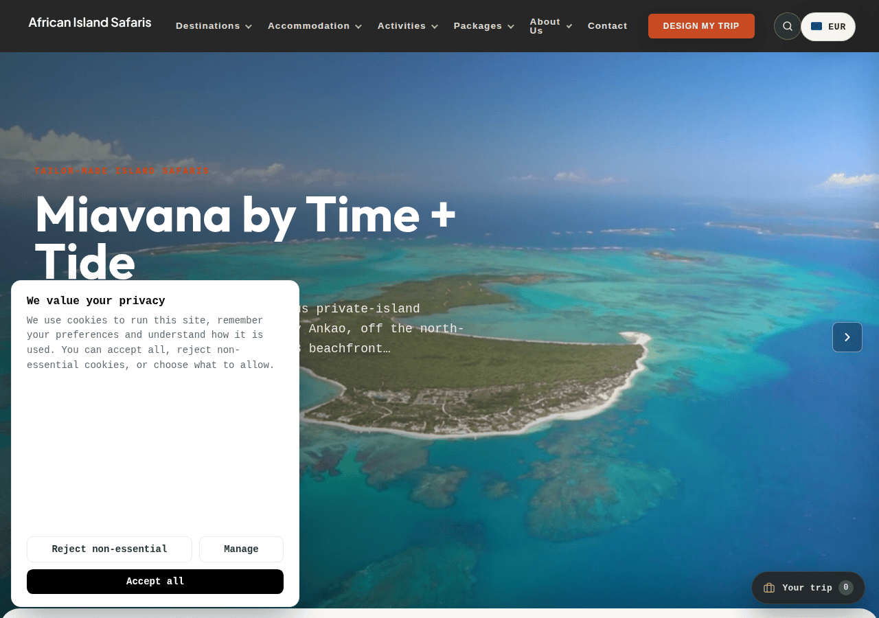 Screenshot of africanislandsafaris.com