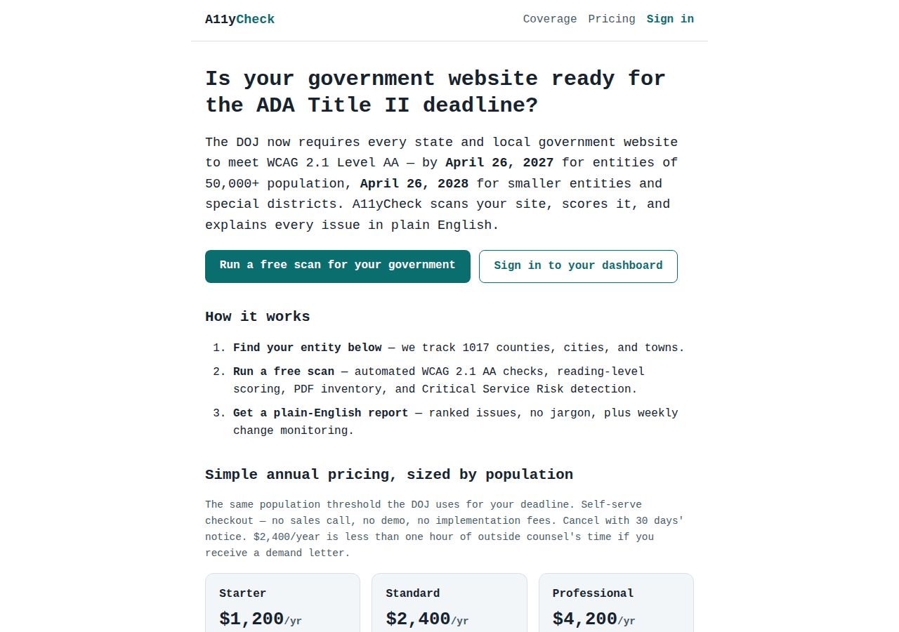 Screenshot of a11ycheck.io