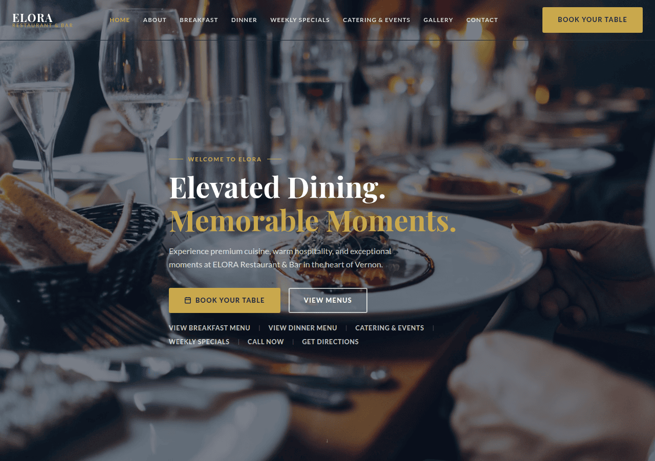 Screenshot of eloraresturant.com