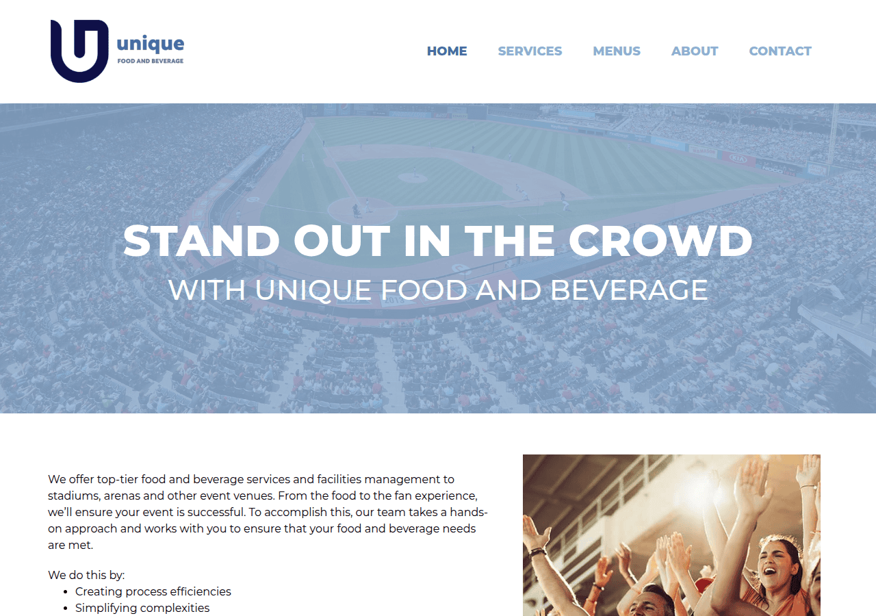 Screenshot of uniquefoodandbeverage.com