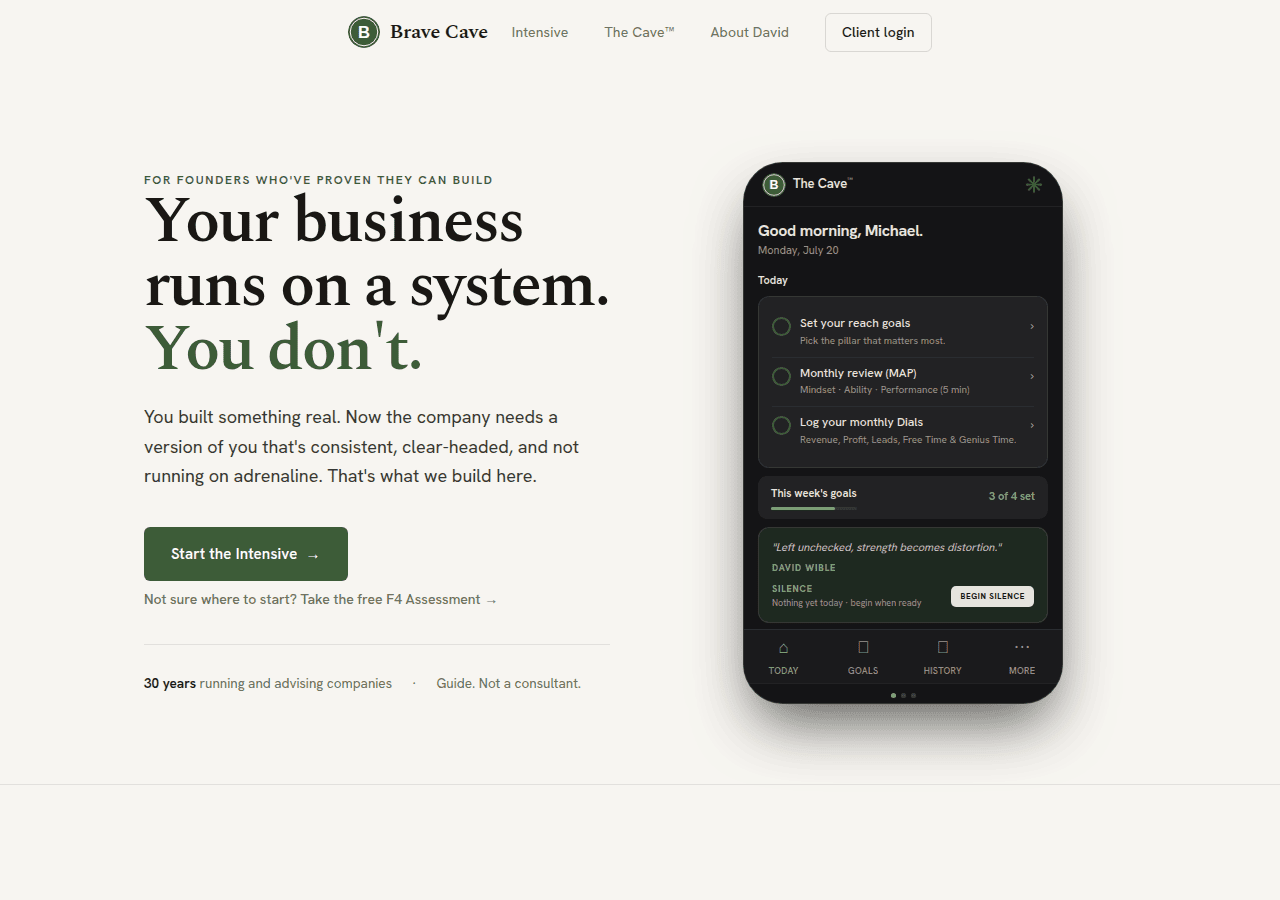 Screenshot of bravecave.com