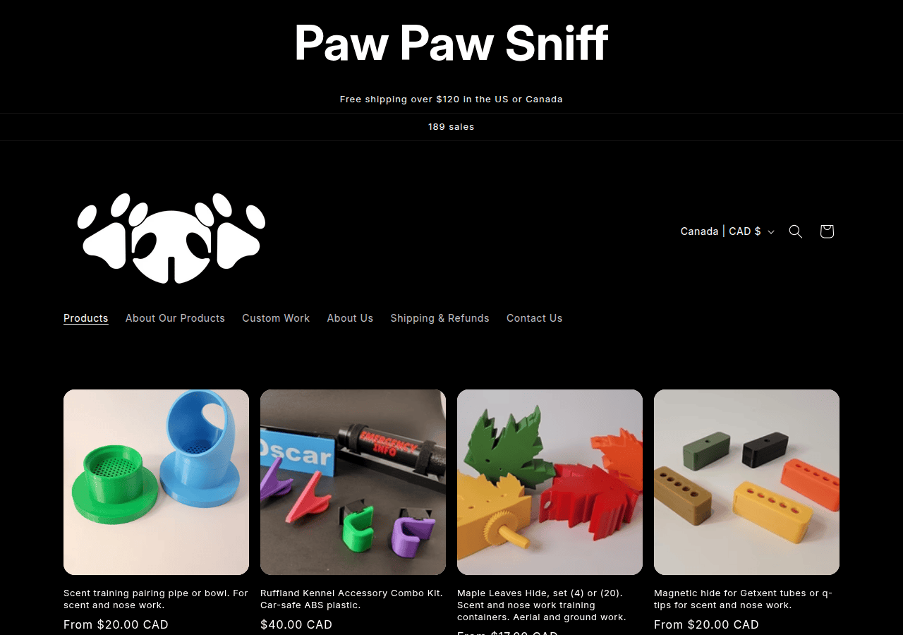 Screenshot of pawpawsniff.ca