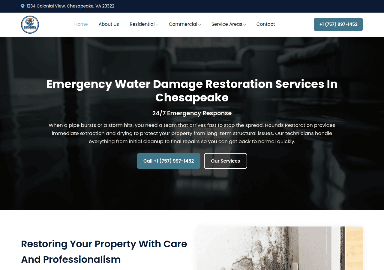 Screenshot of houndsrestoration.com