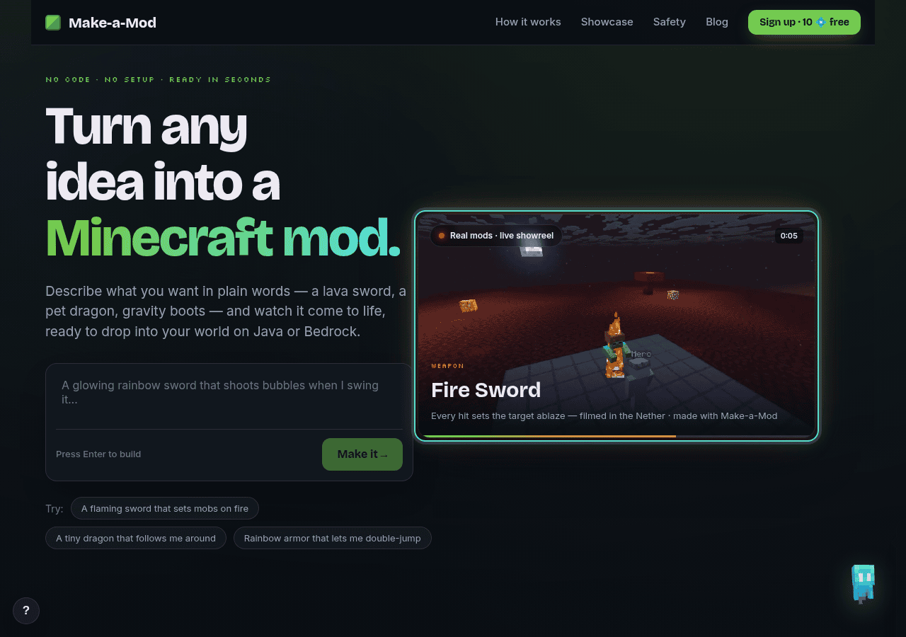 Screenshot of makeamod.gg