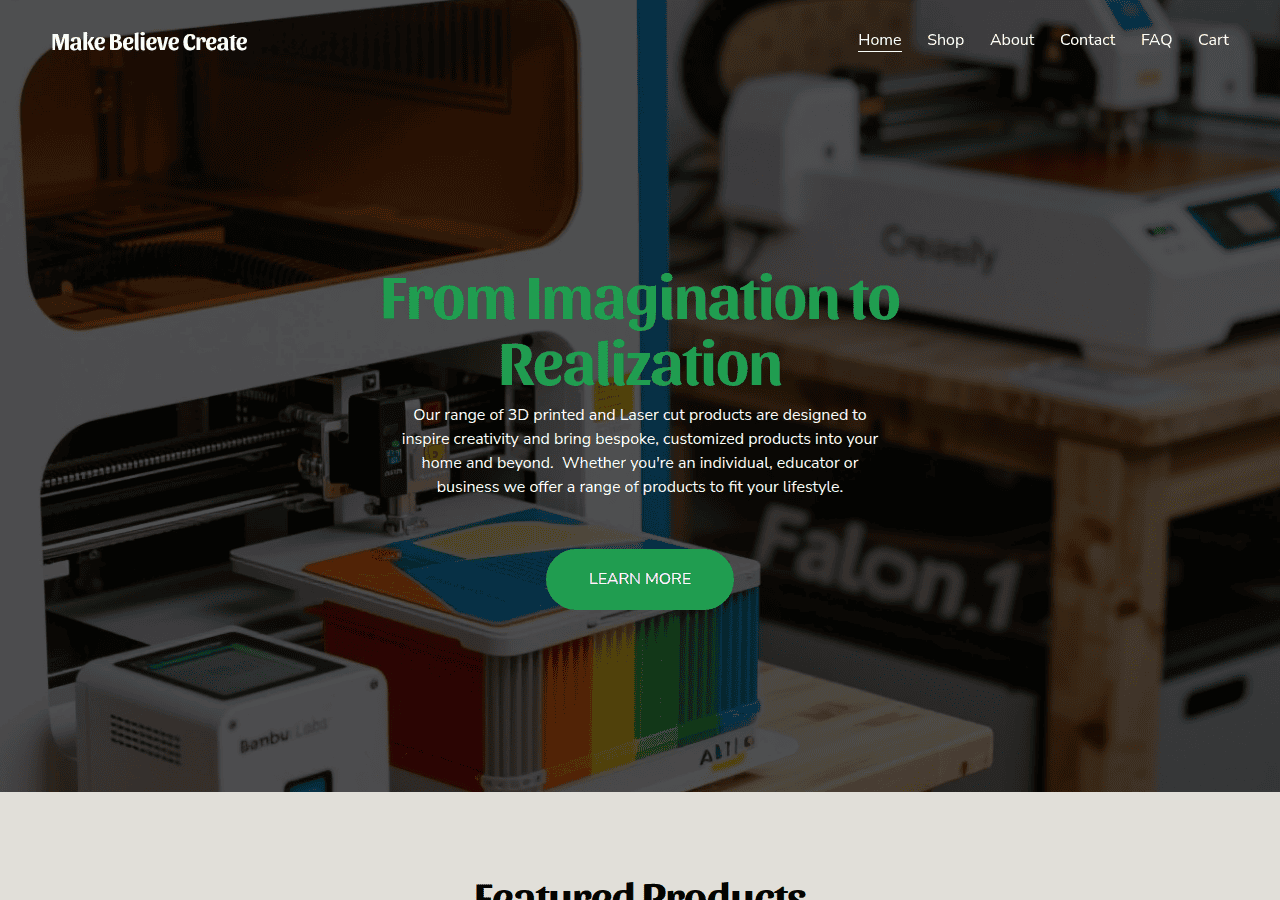 Screenshot of makebelievecreate.co.uk