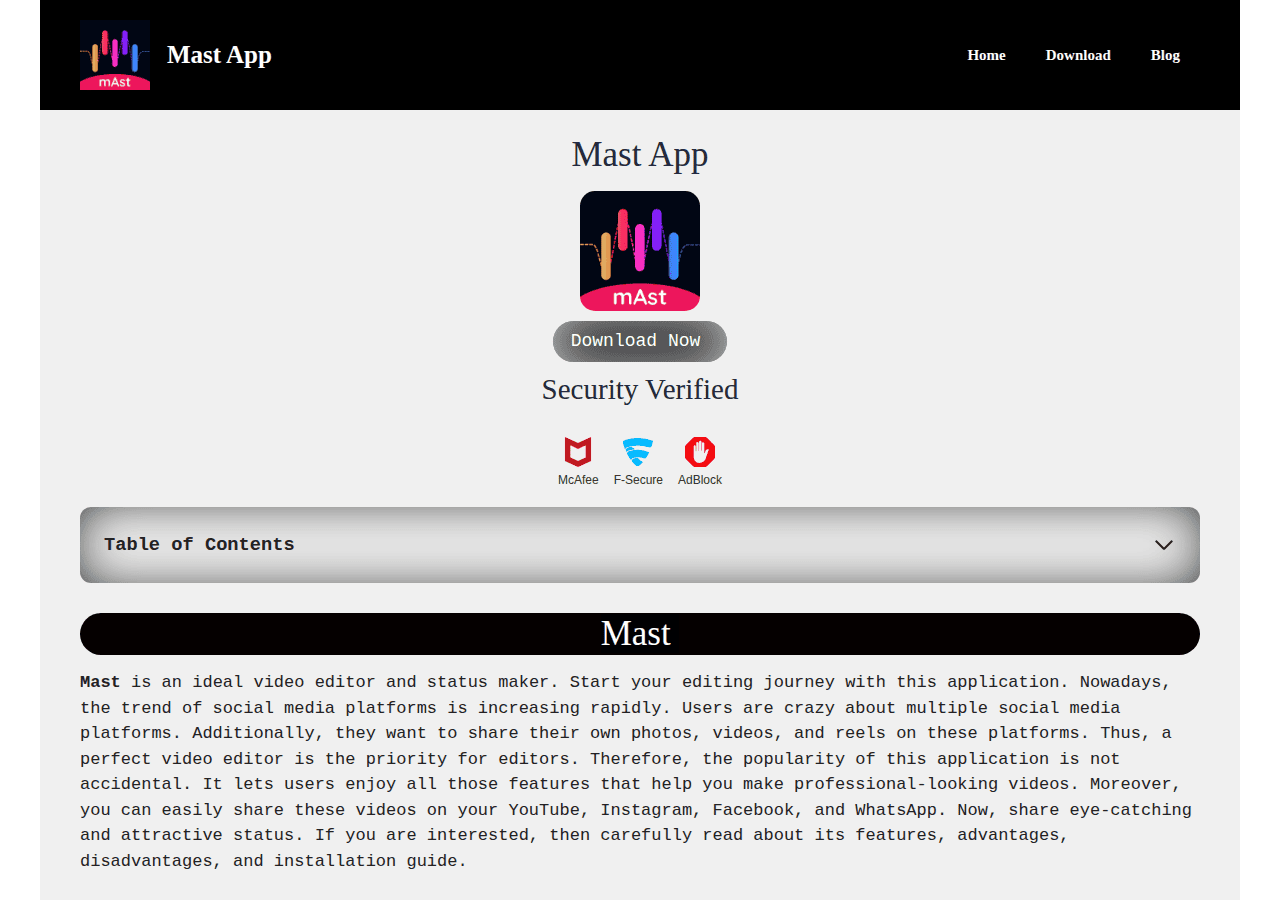 Screenshot of mast.com.in