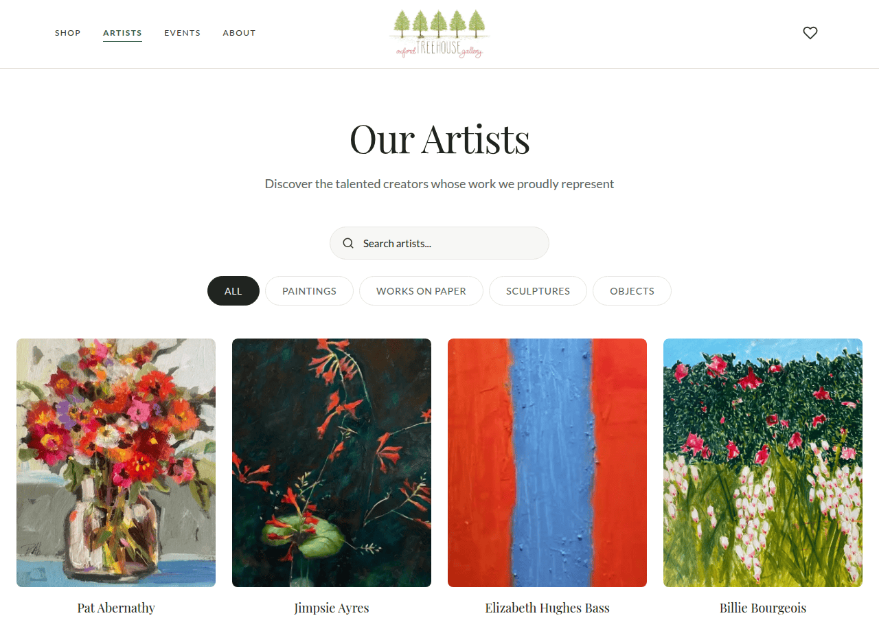 Screenshot of oxfordtreehousegallery.com