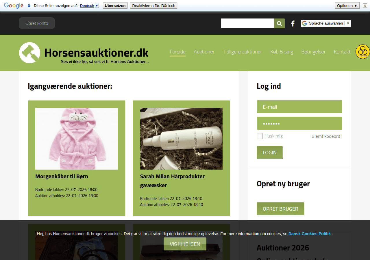 Screenshot of horsensauktioner.dk