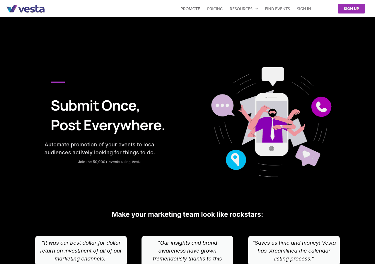 Screenshot of eventvesta.com