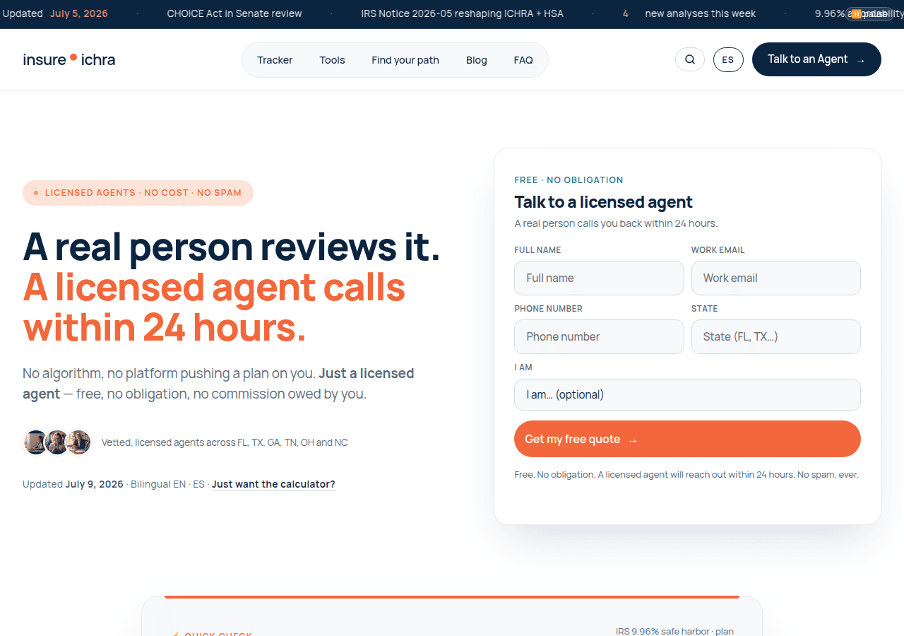 Screenshot of insureichra.com