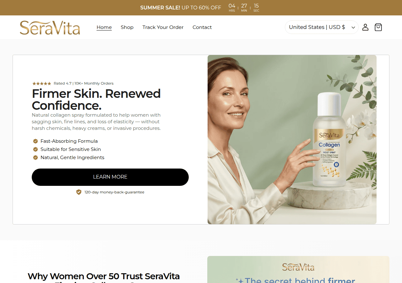 Screenshot of shopseravita.com