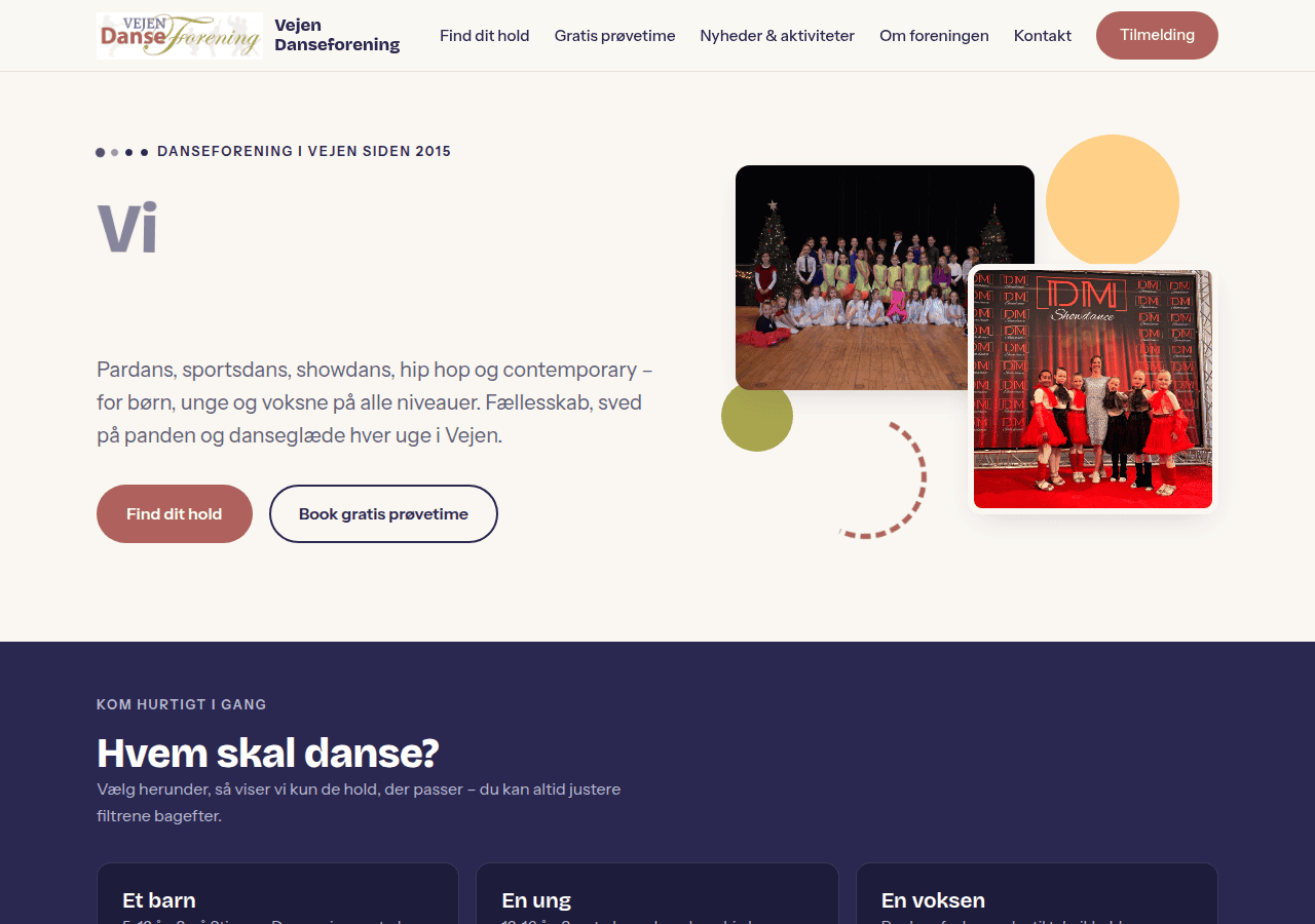 Screenshot of vejendans.dk