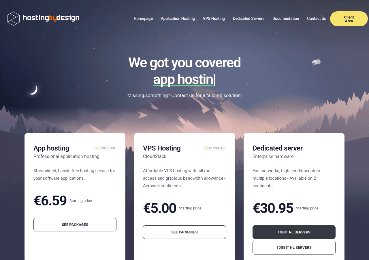 Screenshot of hostingby.design
