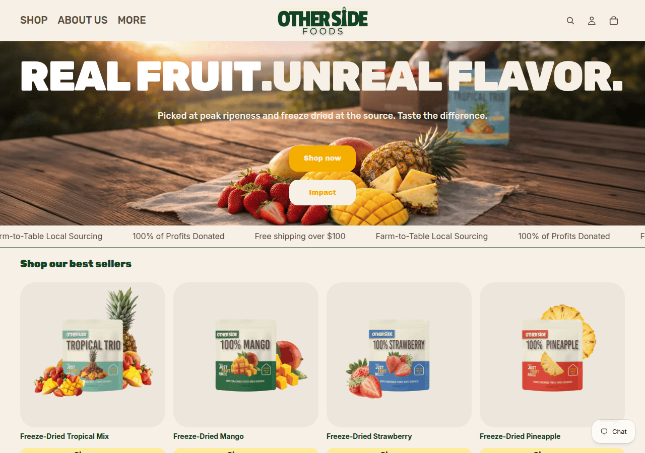 Screenshot of theothersidesnacks.com
