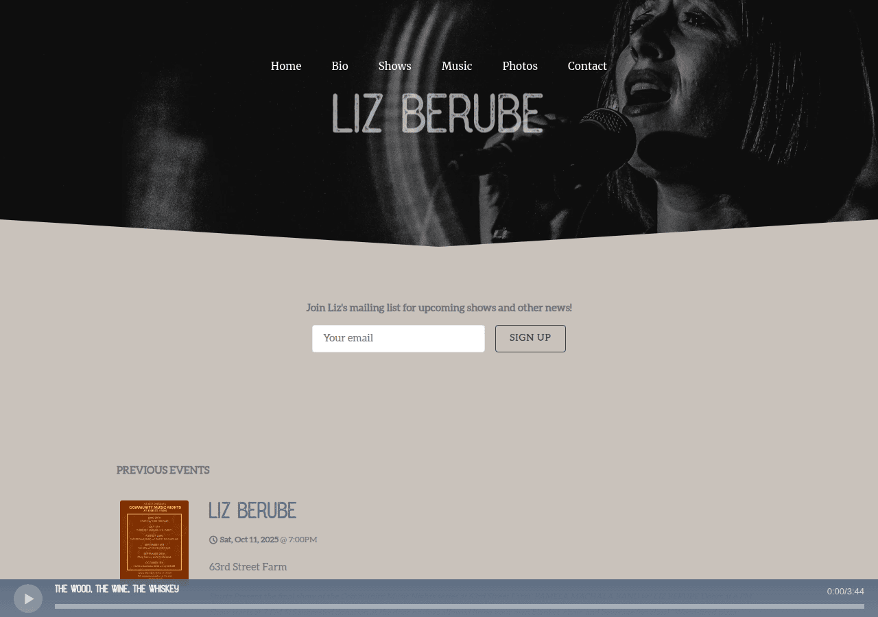 Screenshot of lizberubemusic.com