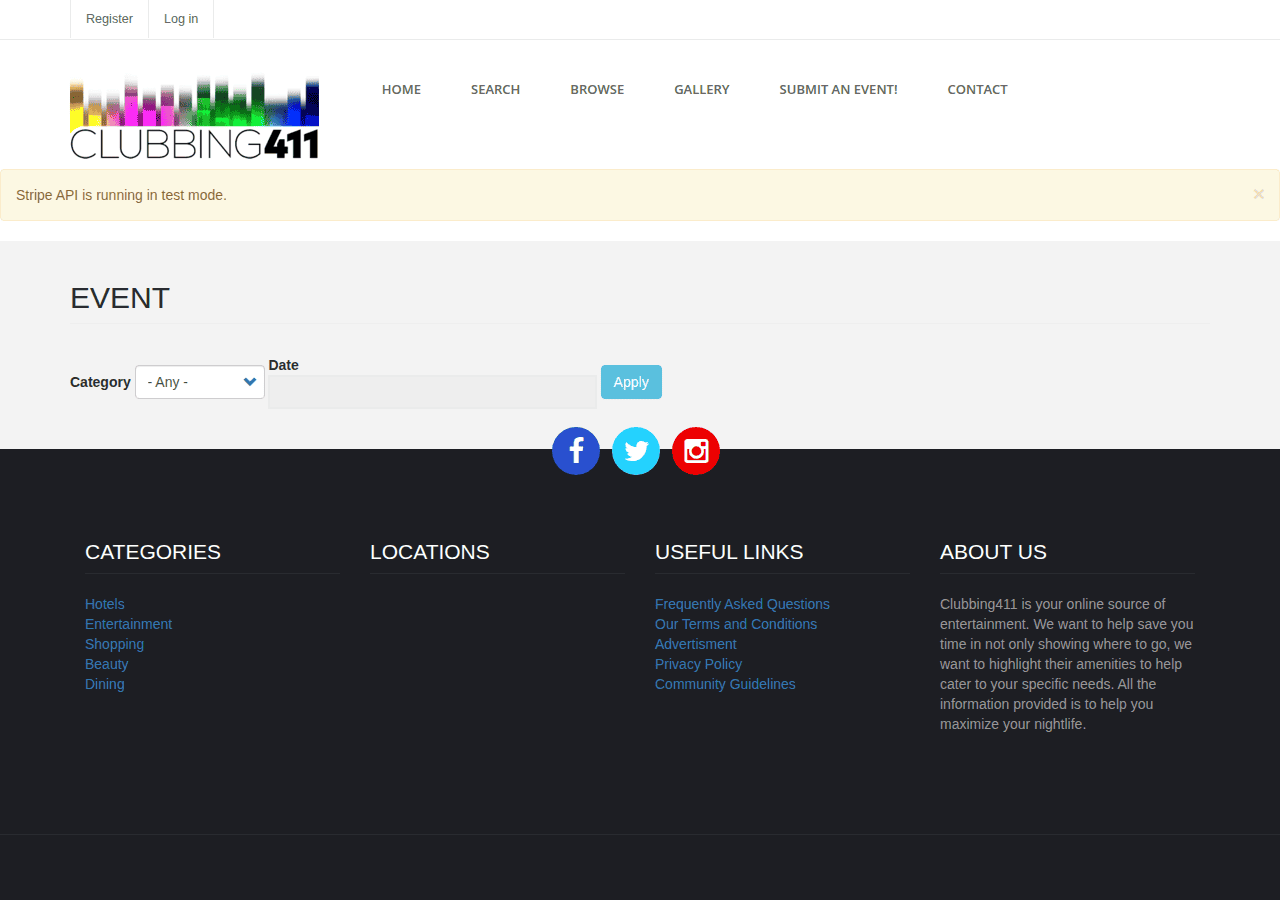 Screenshot of clubbing411.com