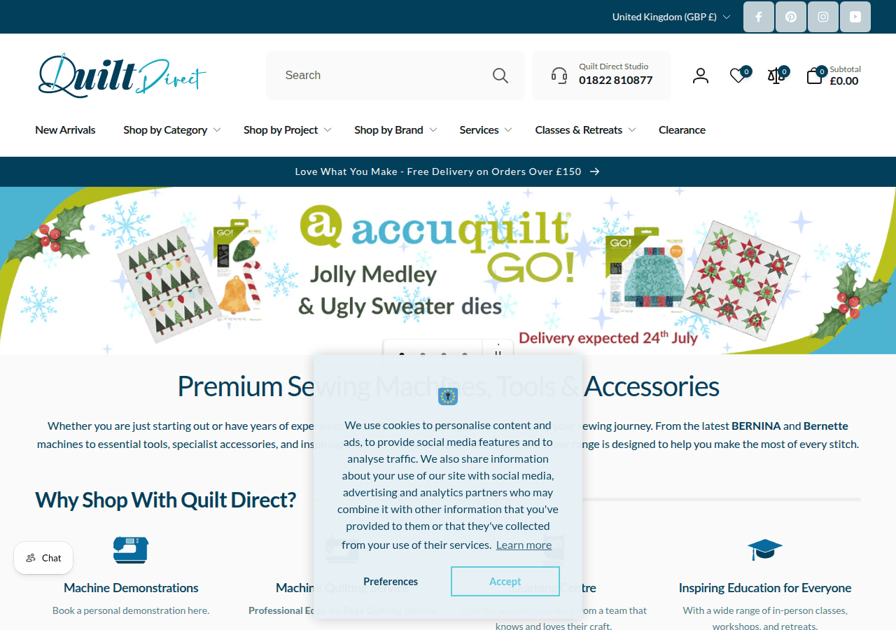 Screenshot of quiltdirect.co.uk