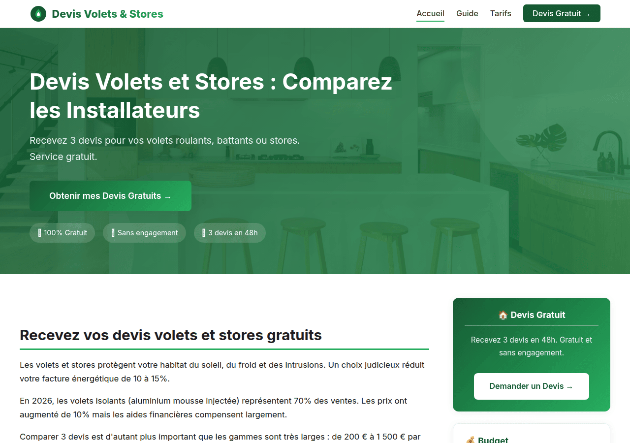 Screenshot of devis-volets-stores.com