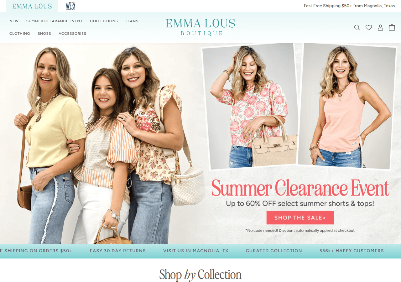Screenshot of emmalousboutique.com