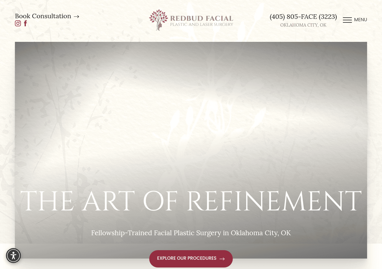 Screenshot of redbudfacialplasticsurgery.com