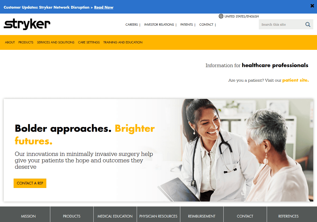 Screenshot of stryker.com
