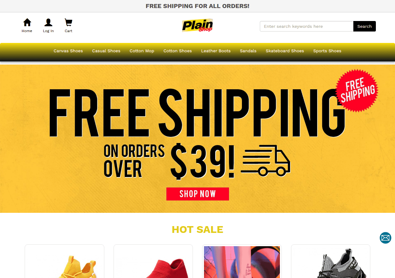 Screenshot of plainshops.com