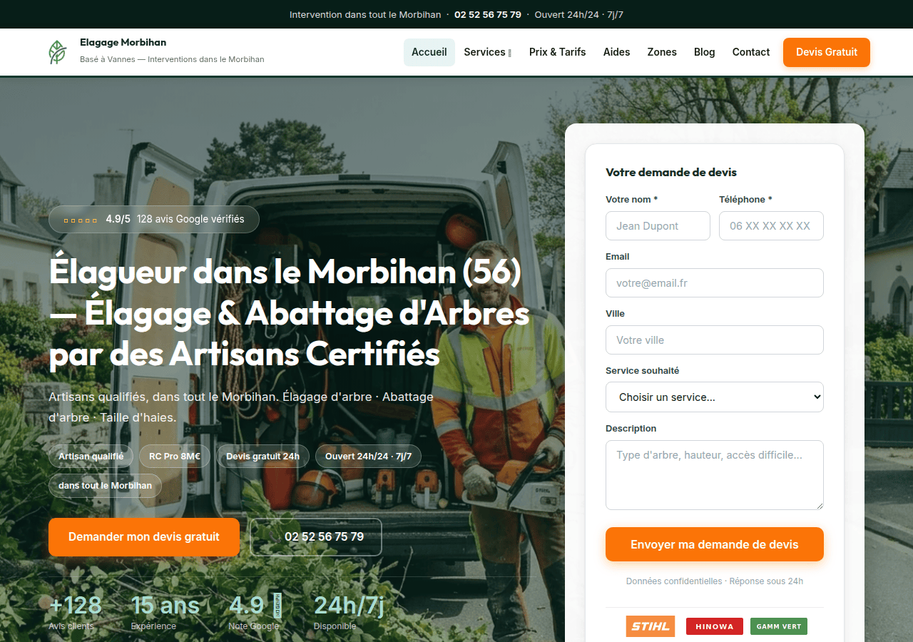 Screenshot of elagage-abattage-morbihan.fr