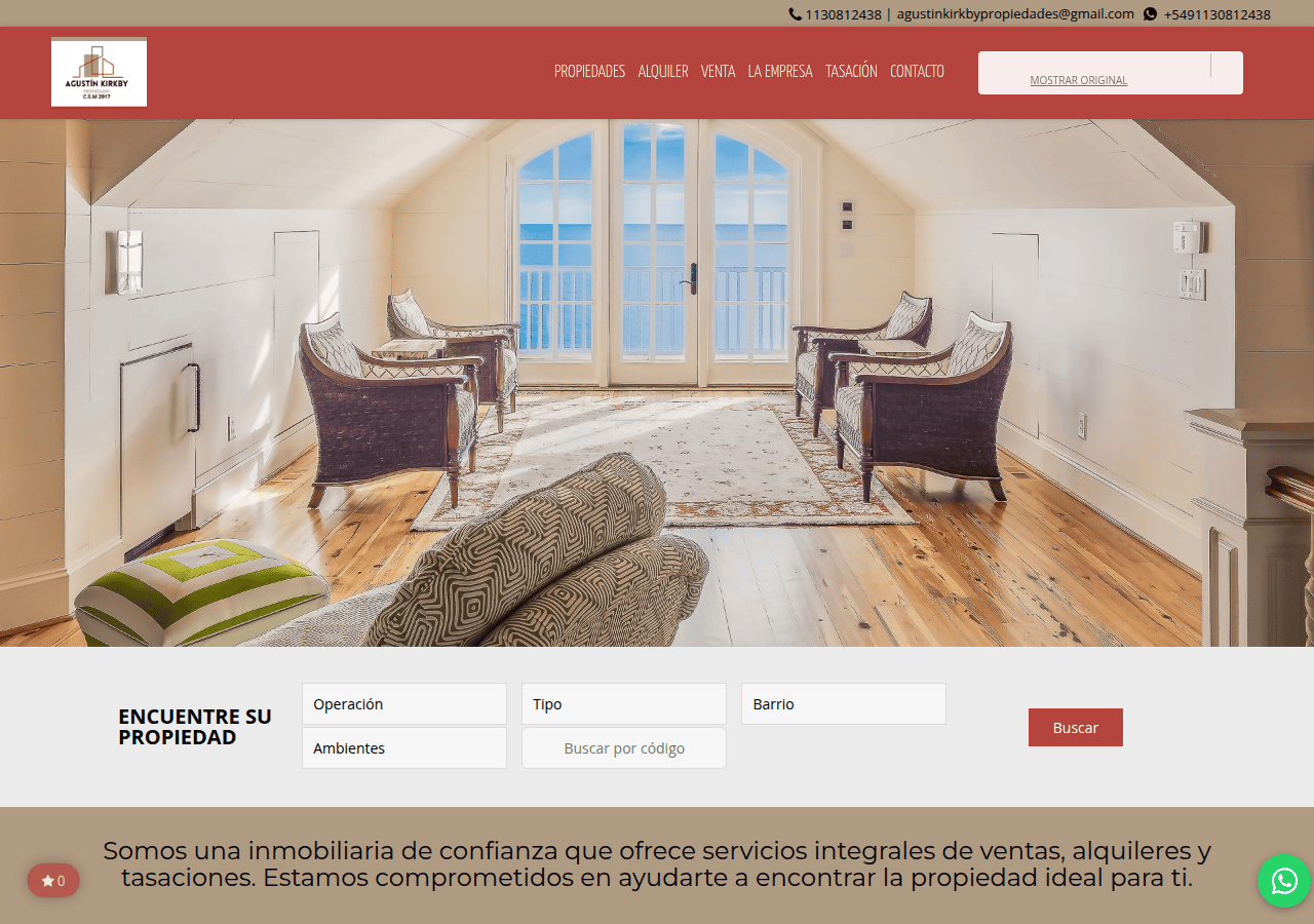 Screenshot of agustinkirkbypropiedades.com.ar