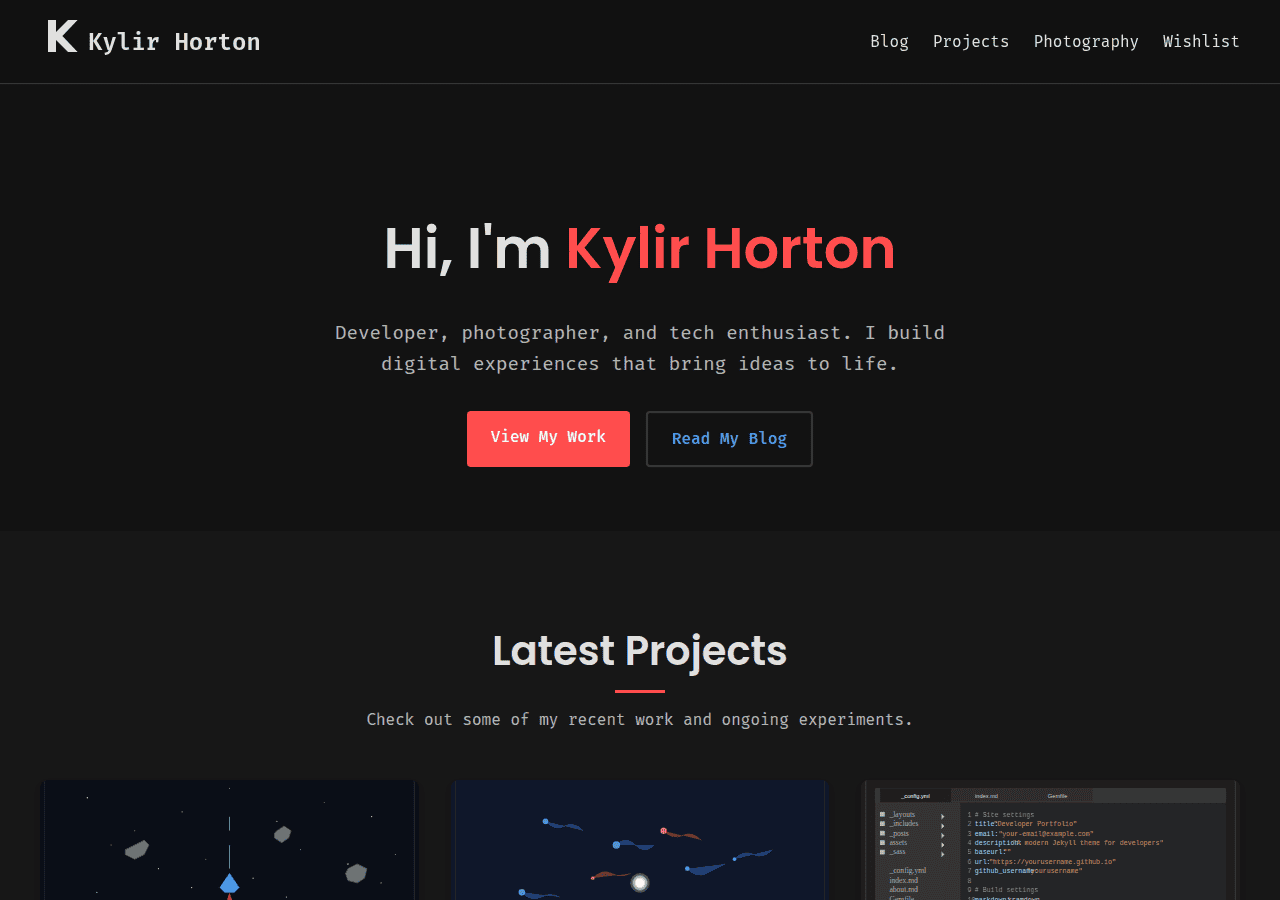 Screenshot of kylir.com