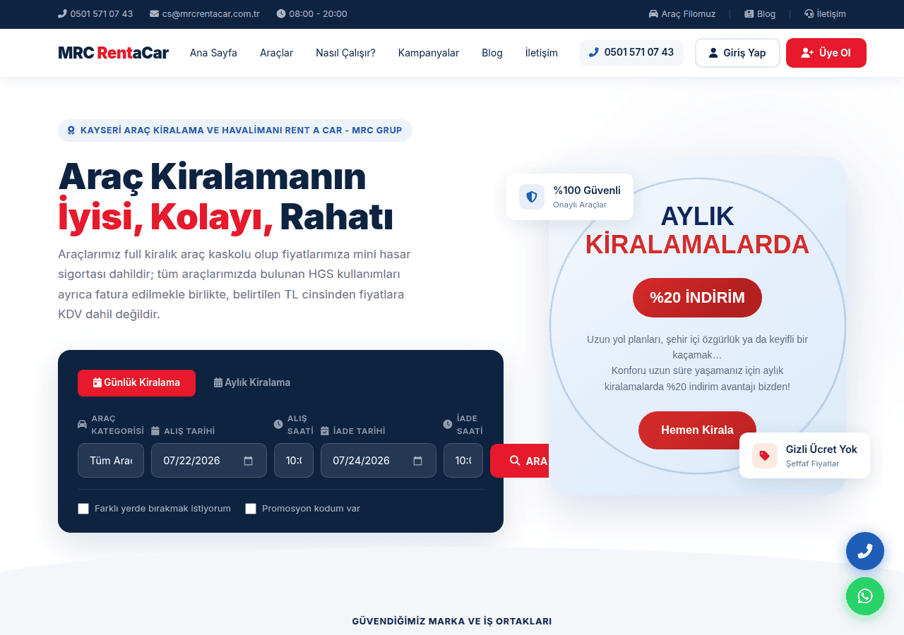 Screenshot of mrcrentacar.com.tr