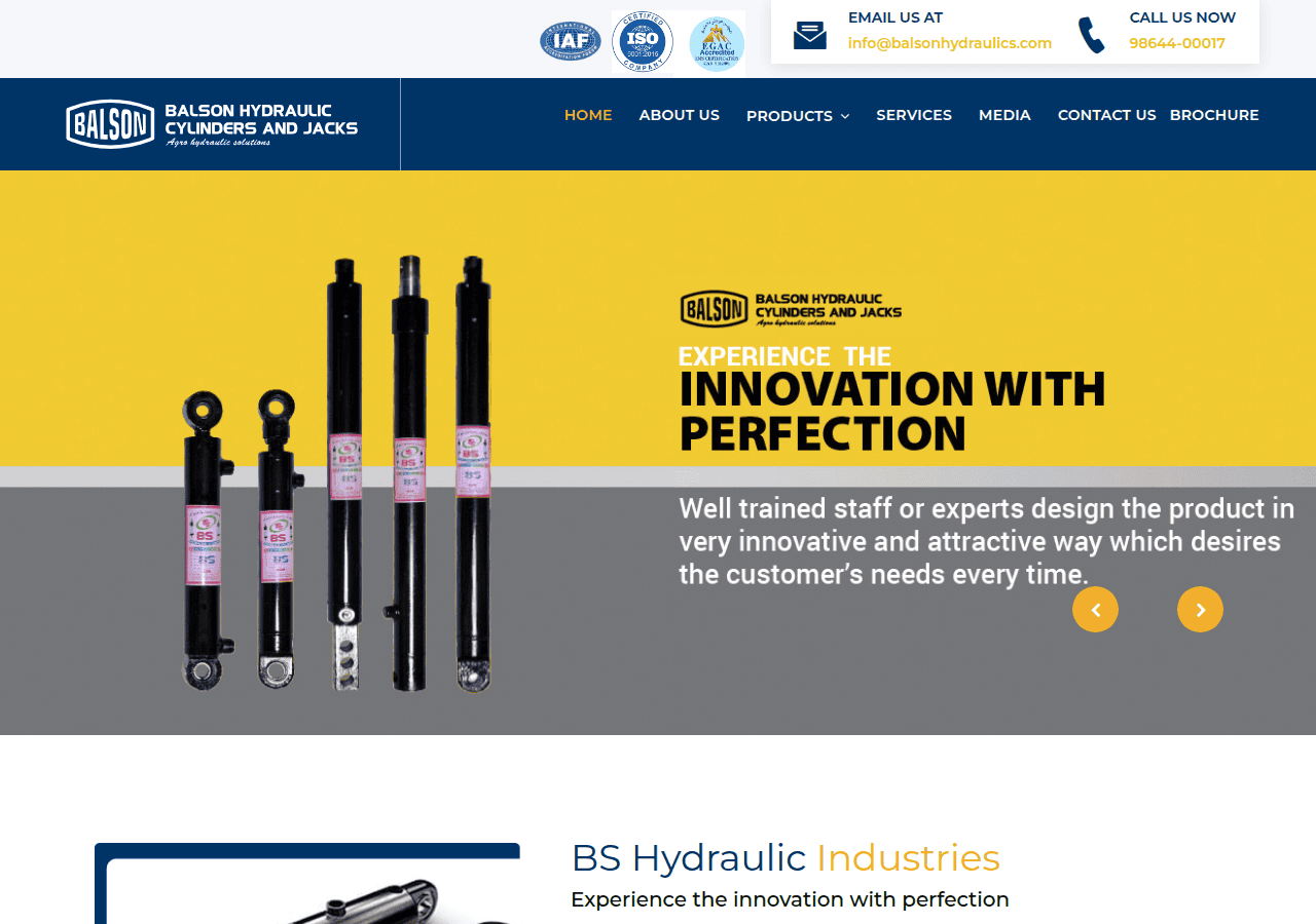 Screenshot of balsonhydraulics.com