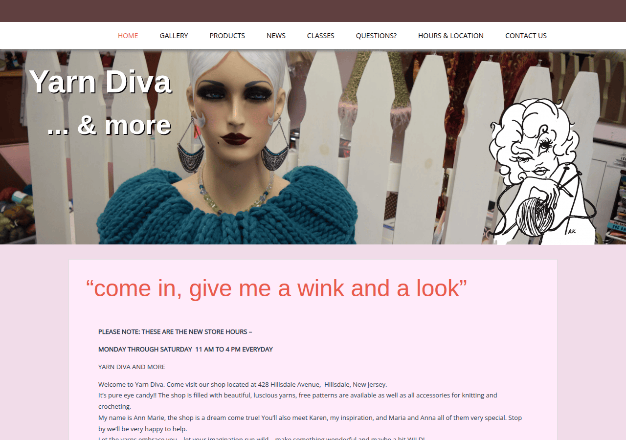 Screenshot of yarndiva.com