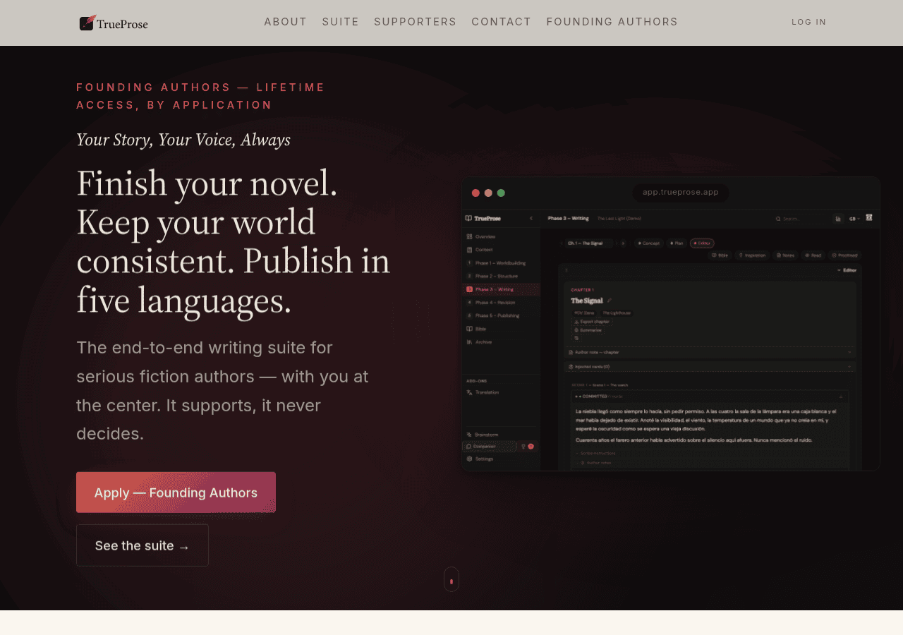 Screenshot of trueprose.app