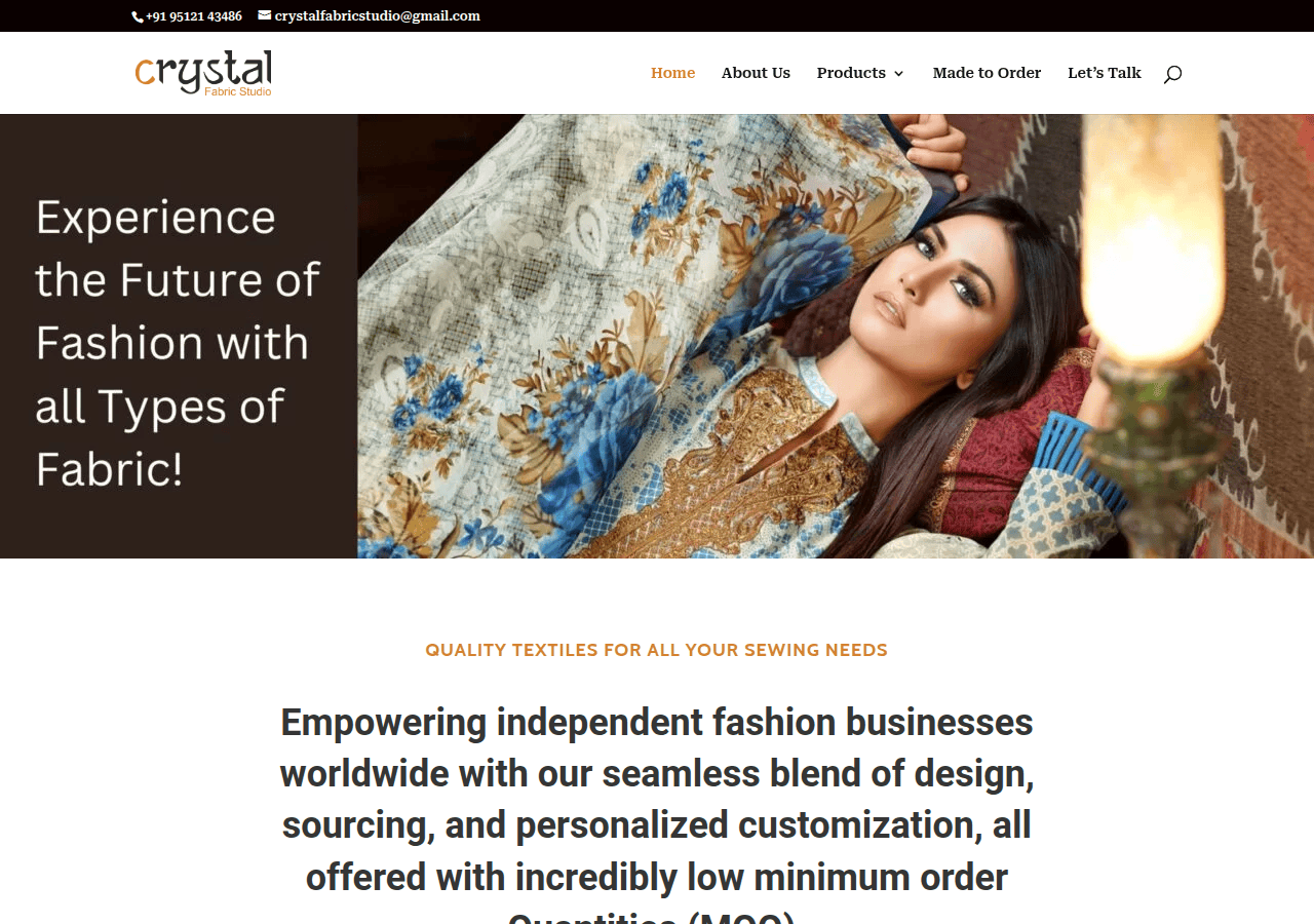 Screenshot of crystalfabricstudio.com