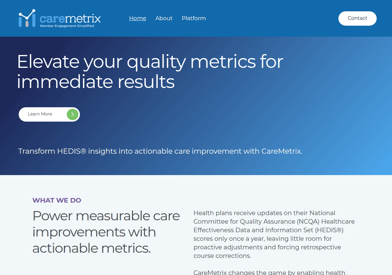 Screenshot of caremetrix.io