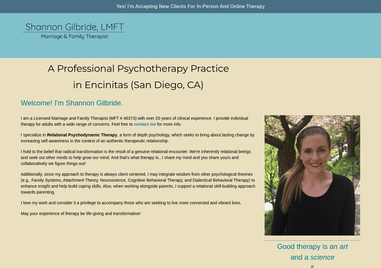 Screenshot of encinitastherapy.org