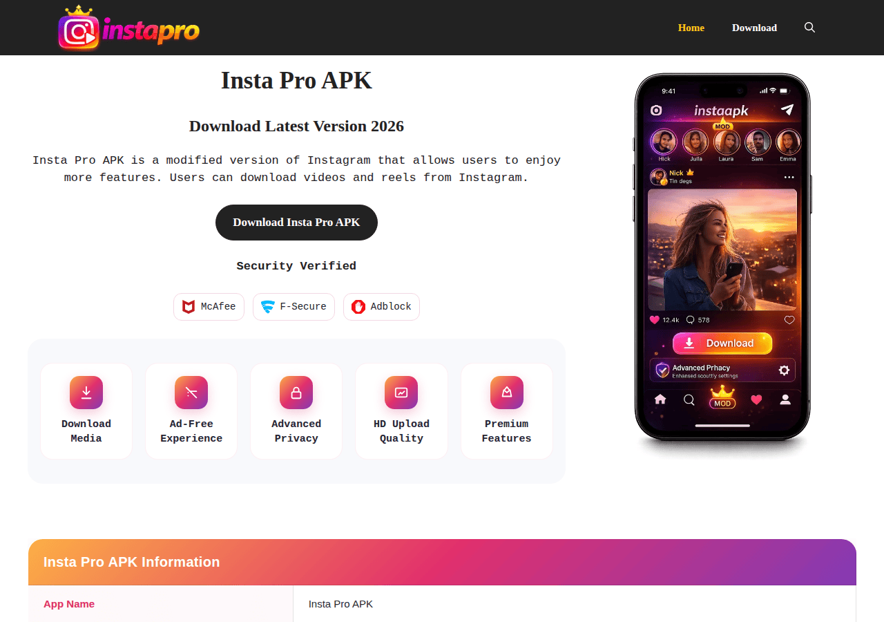 Screenshot of instaapk.in