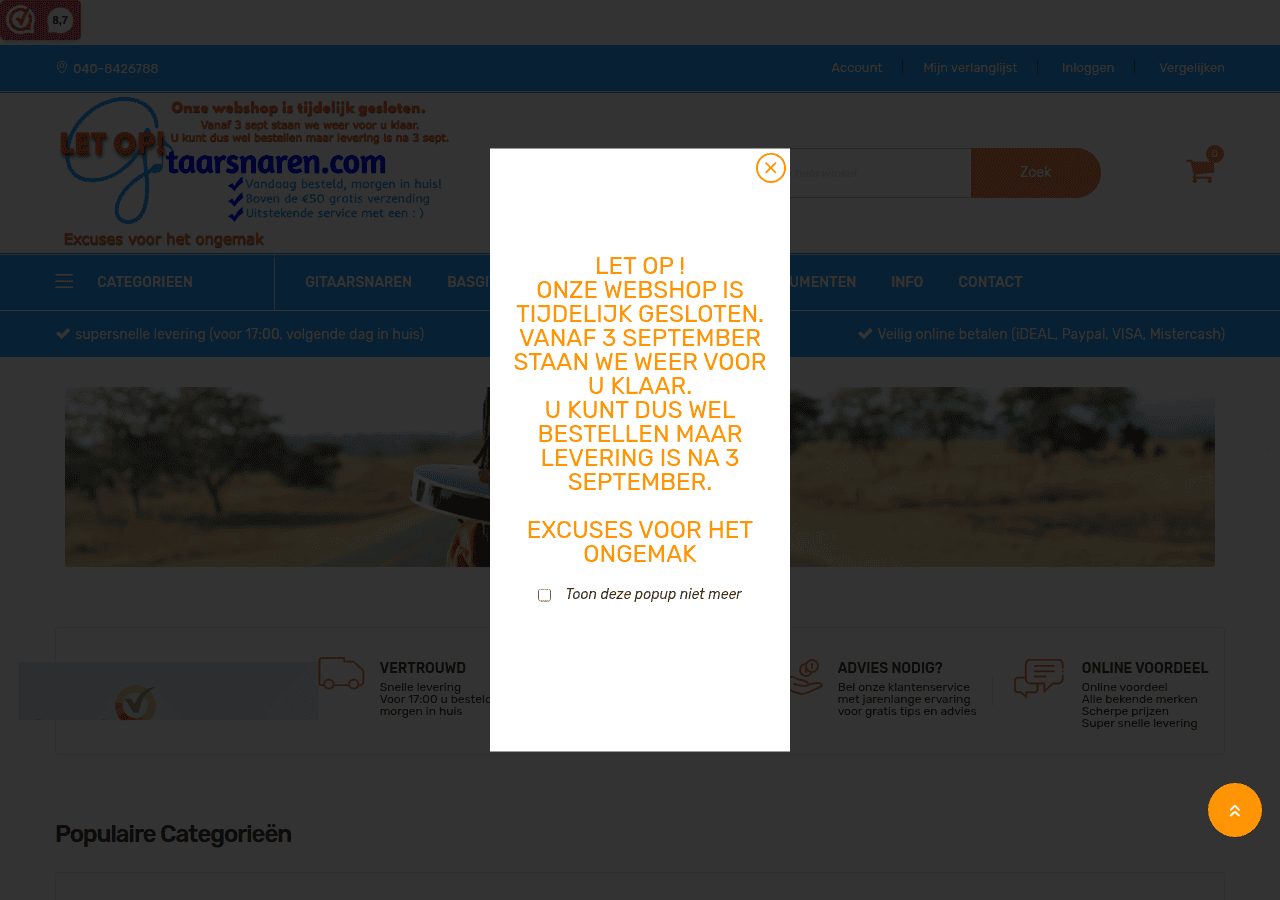 Screenshot of gitaarsnaren.com
